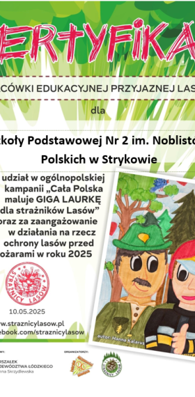 Nasza szkoła wzięła udział w ogólnopolskiej kampanii „Cała Polska Maluje Giga Laurkę dla Strażników Lasu”!