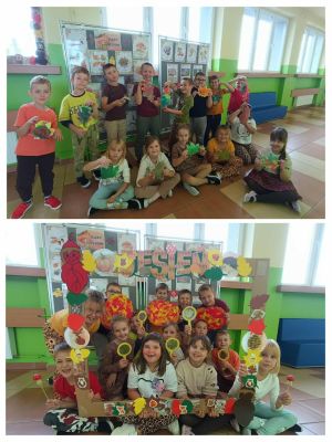 uczniowie klasy 1a w trakcie wykonywania pracy plastycznej