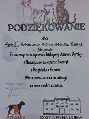 Dyplom z podziękowaniami. 