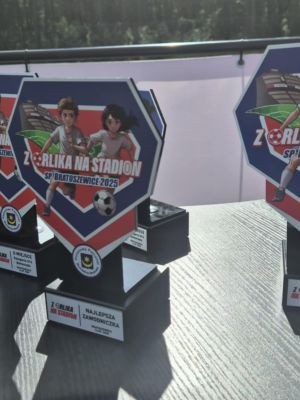  Puchary jakie otrzymały zawodniczki za udział w turnieju  Z Orika na stadion.